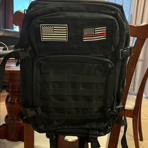 Black Tactical Backpack with Flag Patches